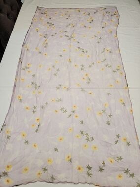 Vintage Floral Sheer Scarf Lavender Yellow Cottagecore Hair Scarf Boho Square